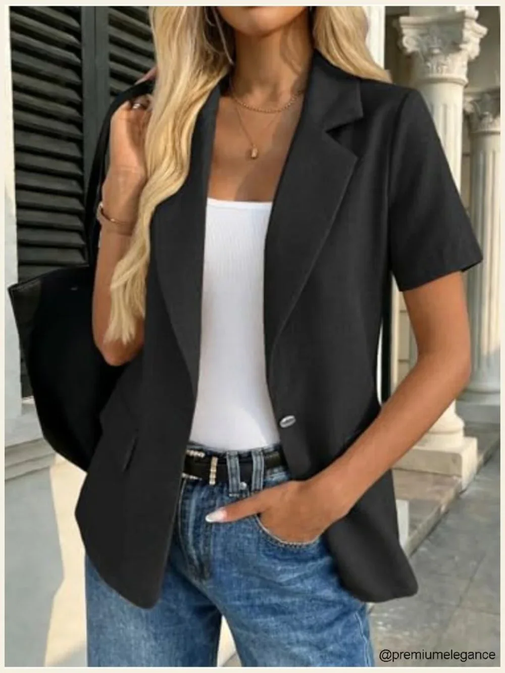 Mina Self Short Sleeve Blazer for Women Casual Work